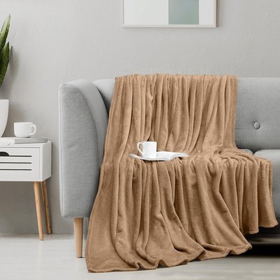 Reversible Fleece Throw Blanket Soft Mink Fleece Blanket for Sofa Bed Twin Queen