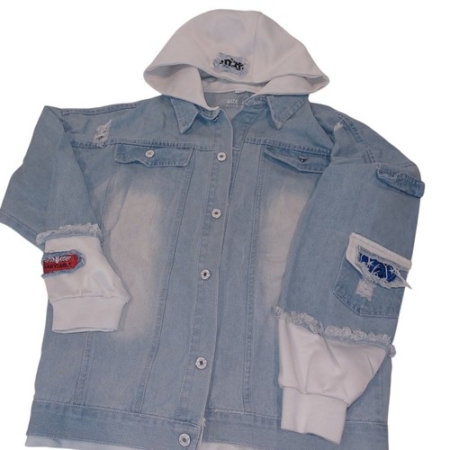 JOJO's Bizarre Adventure Jacket Unisex Blue Jeans Size Large - Picture 3 of 10