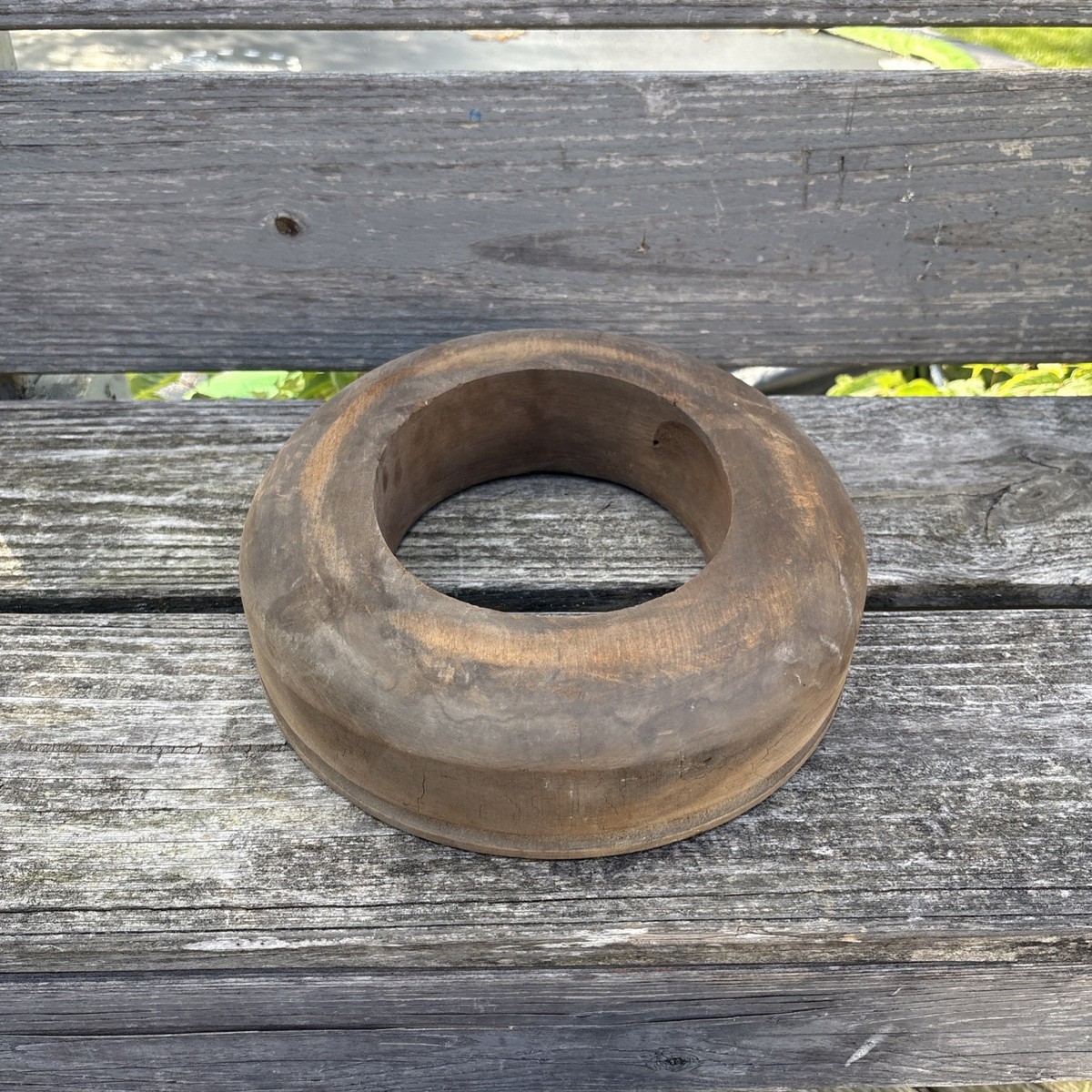 Antique Primitive Wooden Block Hat Brim Mold Millinery Form 547 6 7/8 2 1/2 (1 Antique Wooden Block Hat Brim Mold Millinery Form - The Junk  main image 3