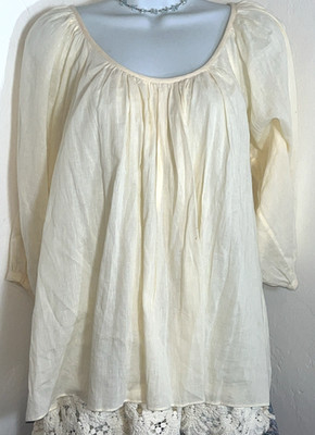 Love Sam Blouse Sz Large Yellow Embroidered Balloon Sleeves