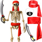4 Pcs 12 Ft Giant Skeleton Pirate Accessories Outdoor Giant Pirate Costume Set S
