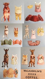 EXTREMELY RARE Paper Dolls Bull Cow Costumes Ram Sheep Kangaroo McLaughlin 1895