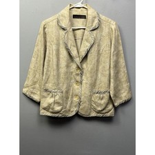 Alexis Avery Linen Blend Jacket Blazer Womens medium Floral Light Weight Beige
