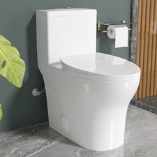 Elongated Modern Tall Toilet 17 Inch Chair Height Seat 17.3", Powerful Tornado