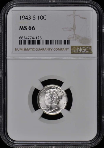 1943-S Mercury Dime 10C NGC MS66