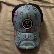 LIFE IS GOOD Hat: Multi-Color Beetle Insects Cotton w/Mesh; Youth XL/Adult S;NWT