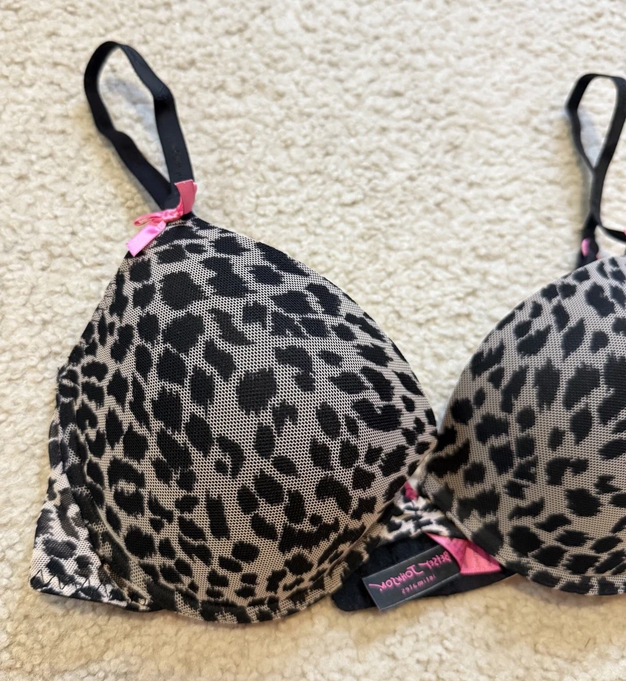 Betsy Johnson Bra 34C Leopard Print Push Up Bra Underwire And Padded - Image 3 of 4