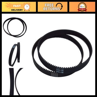 2Pcs Rubber Timing Belts 500mm Length 100 Teeth 15mm Width HTD 5M Closed-Loop In
