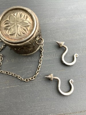 Pre-1974 Hmong Silver Earrings with Silver Box Laos Vintage Antique US Seller