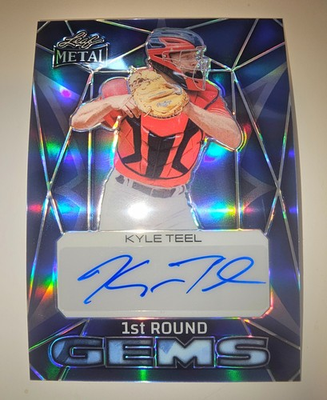 #ad 2024 Leaf Metal 1st Round Gems Blue Prismatic 25 Kyle Teel #1RG KT1 Auto $14.75