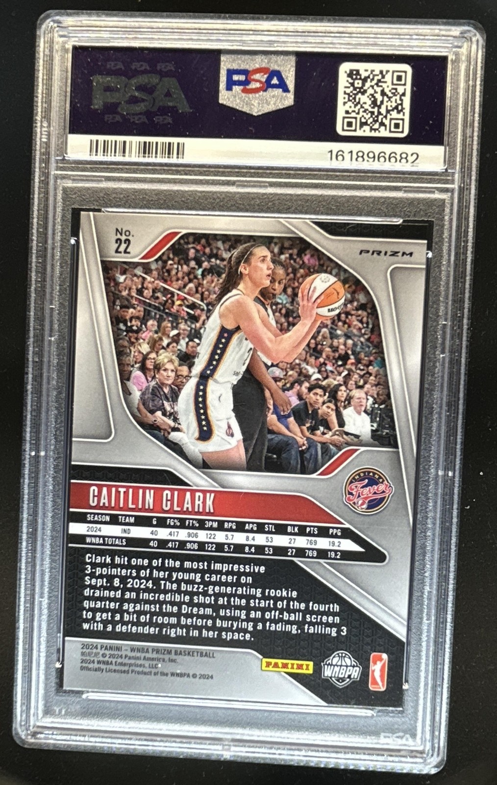 2024 Panini WNBA Prizm Caitlin Clark Ice Rookie RC #22 Fever PSA 7 view 2