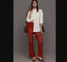 New 27 Anthropologie x Pilcro The Annie flocked red velvet straight leg jeans