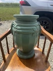Scarcely Rare 18" Antique 1930s Nelson McCoy  Green Double Handle Sand Jar  Vase