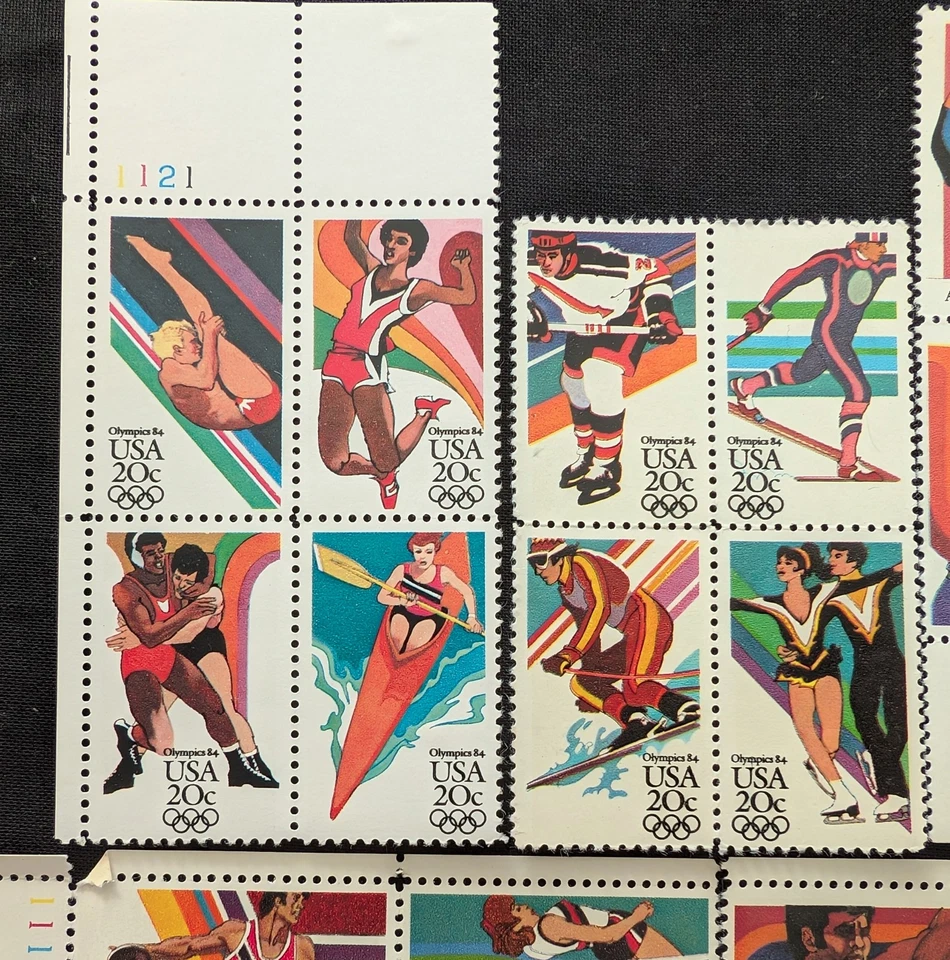 1984 Summer Olympics 5 Block Of 4 Stamps (20 Total): 13c, 20c, 28c, 40c - Image 2 of 4