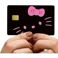 Sanrio Hello Kitty Black Pink Bow Credit Debit Card Skin Cover Sticker 1PC