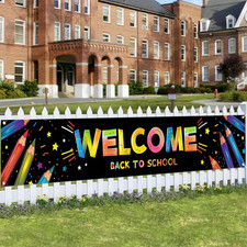 118 x 20 inchs Welcome Back To School Banner First Day of School Banner Corlorfu