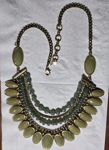 VETEMENTS Collana con perline verdi multifilo LUCKY BRAND Y2K. Prolunga 20" 3"