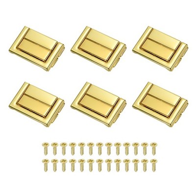 Toggle Catch Lock 1.5'' x 1'', 6 Pack Metal Rectangle Hasp Latch, Gold