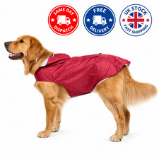 Dog Waterproof Rain Coat Hooded Reflective Jacket Small Medium Large Dogs UK