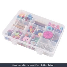 Exptolii 18 Grids Plastic Organizer Box with Dividers, Clear Compartment Contain