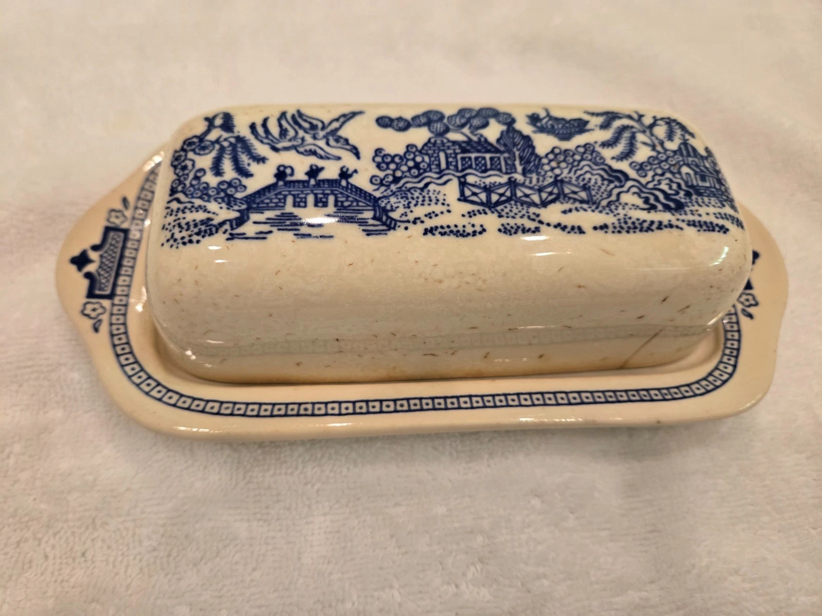 Willow Ware Blue Lidded Butter Dish
