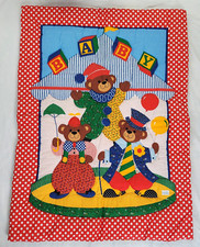 Circus Clown Bear Baby Quilt Blanket Primary Color 30x40 Cotton Blend