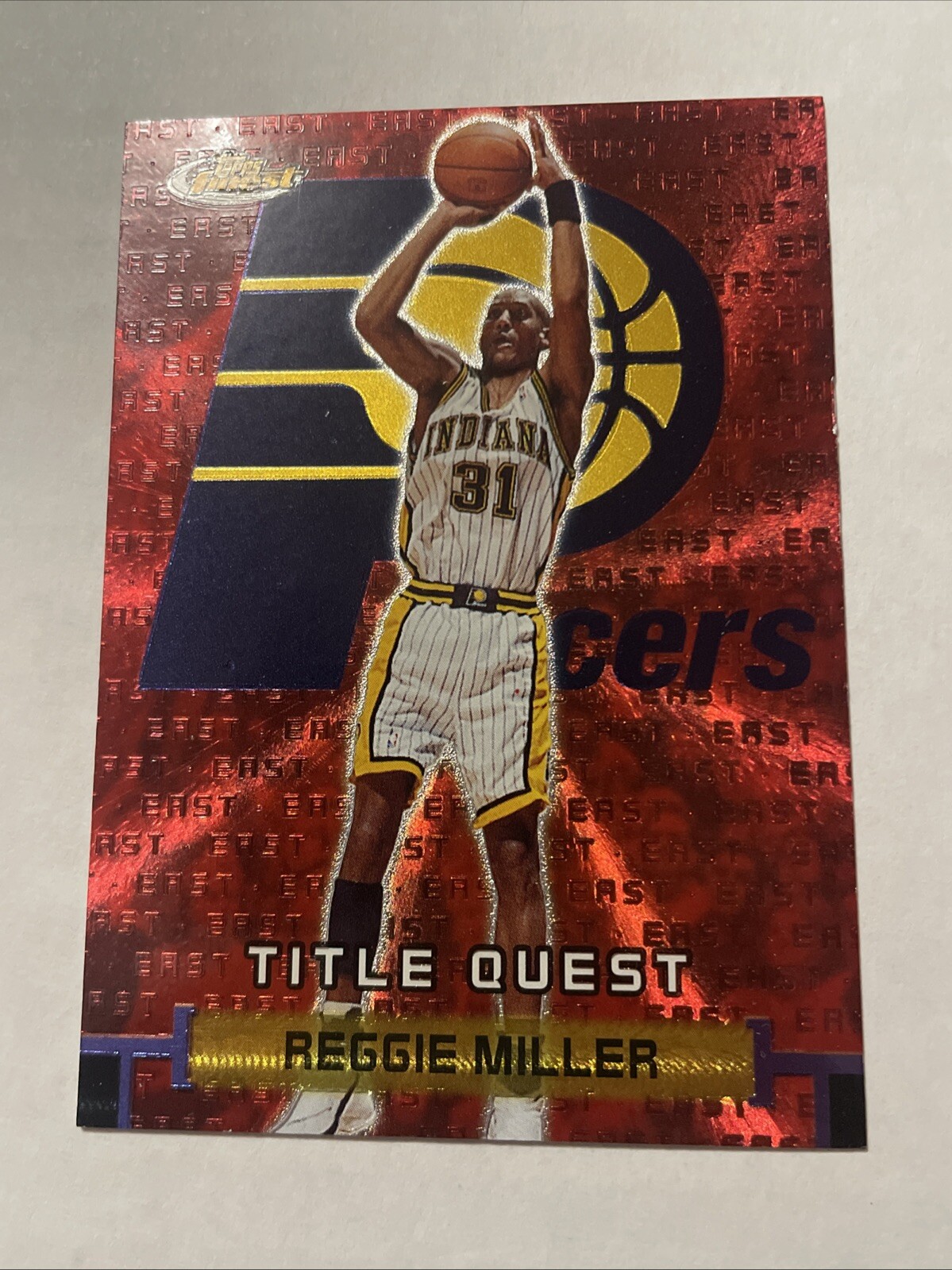 DINGED CORNER 2000-01 REGGIE MILLER TOPPS FINEST TQ1 TITLE QUEST CARD READ