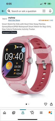 Smart Watch for Kids with Heart Rate Sleep Monitor, Games/Alarm/IP68 Waterpro...