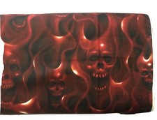 Skulls on Fire Fabric by Alexander Henry, 6557C, Red, Cotton