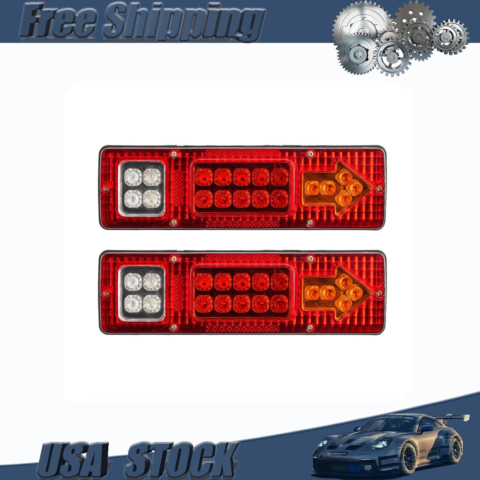 19LED Trailer LED Tail Light Kit Stop Rear Brake Turn Indicator Truck Lamp US