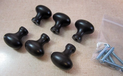 6 Small Oval Heavy Cast Brass Cabinet Knobs, OIl-Rubbed Bronze Finish (Colonial) - Picture 3 of 3