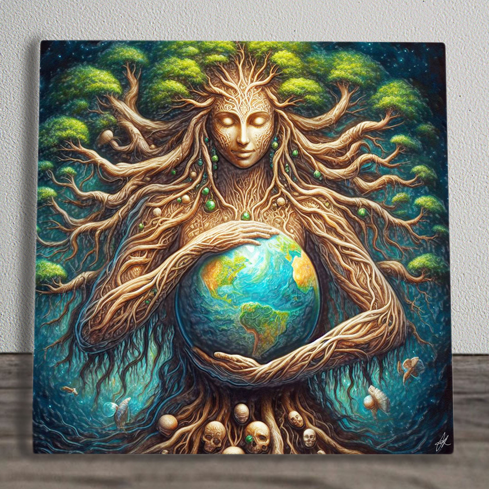 The Earth Mother Spiritual Artwork On Ceramic Wall Art Picture Tile