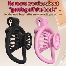 Male Chastity Cage Device Cage Lock Lightweight 4 Rings Device Chastity Cage US