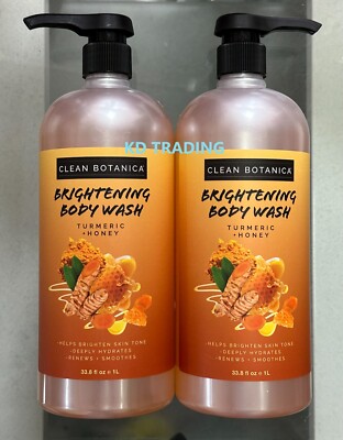 (2-Pack) CLEAN BOTANICA ~ TURMERIC + HONEY Renew Smoothing BRIGHTENING BODY WASH