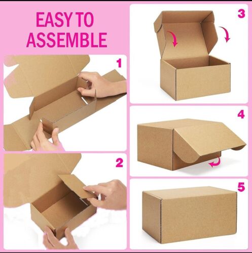 5 Pack 6X5X9 Inches Brown Corrugated Box Mailers, Strong Small Shipping Boxes - Picture 3 of 4