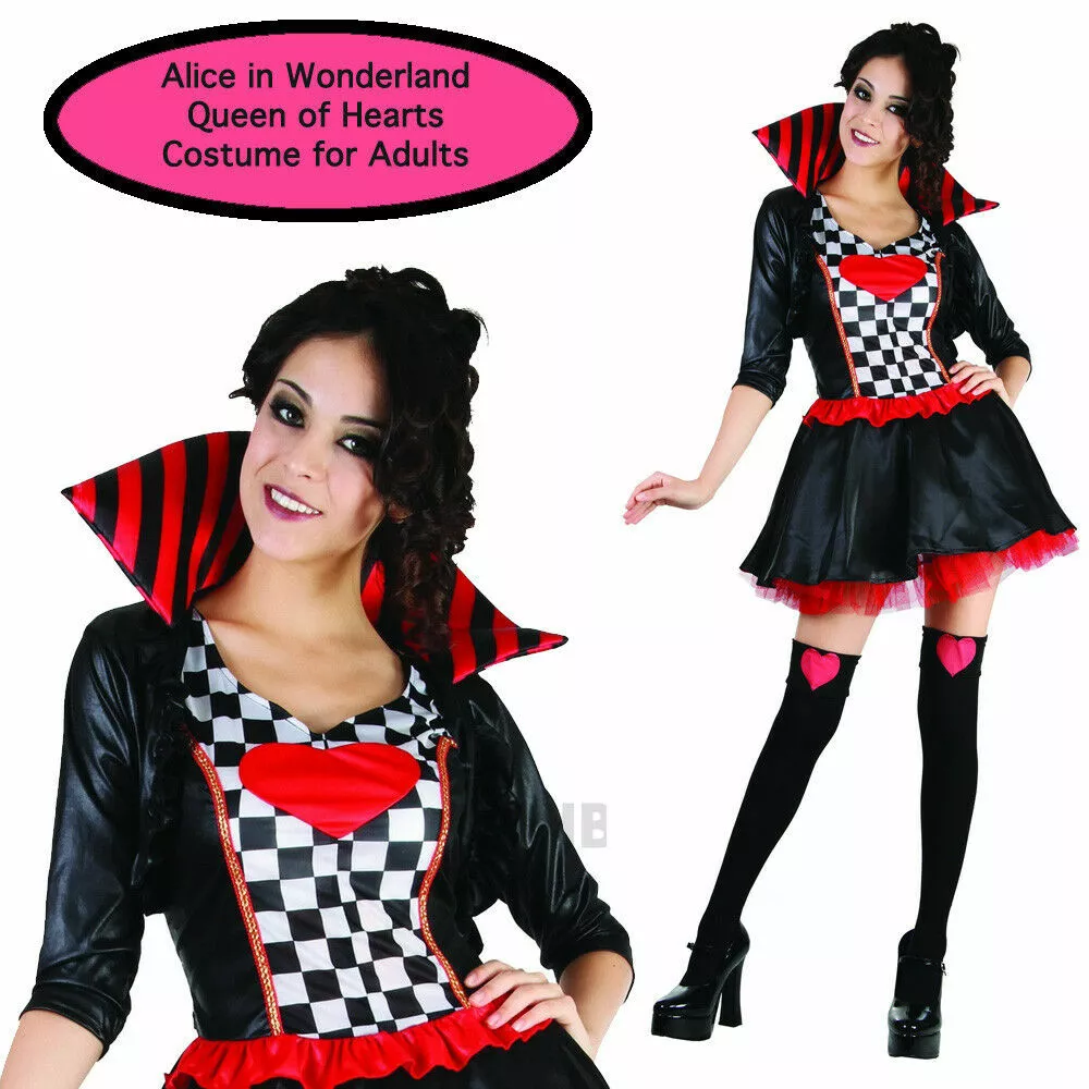 Queen Of Hearts Costume Women Adult Fancy Dress Alice in Wonderland Book Week