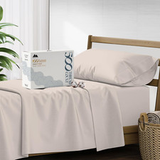 Luxury 500 Thread Count Twin XL Cotton Sheets Set - Cooling Soft Taupe