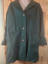 Russell Scott Green Wool Coat W/ Velvet Shoulder Accent Women's L-xl