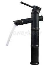 Oil Rubbed Bronze Bamboo Bathroom Single Hole Vessel Sink Faucet Mixer Tap