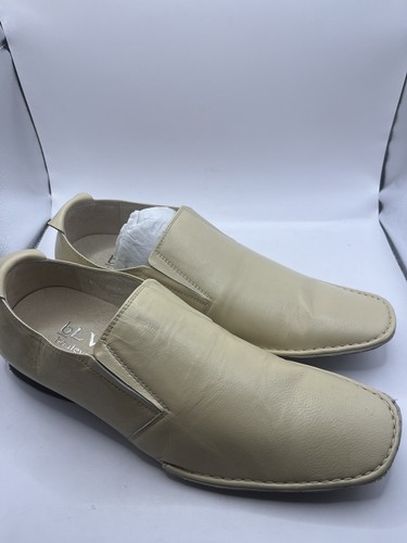 BLVD Mens Cream Leather Shoes New without Box Size 9/42.5 Slip On Comfort
