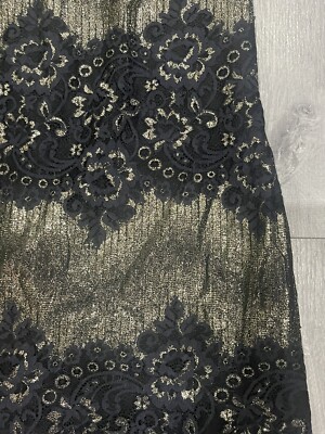 chinese dress ladies Black Gold Lace Midi Gown