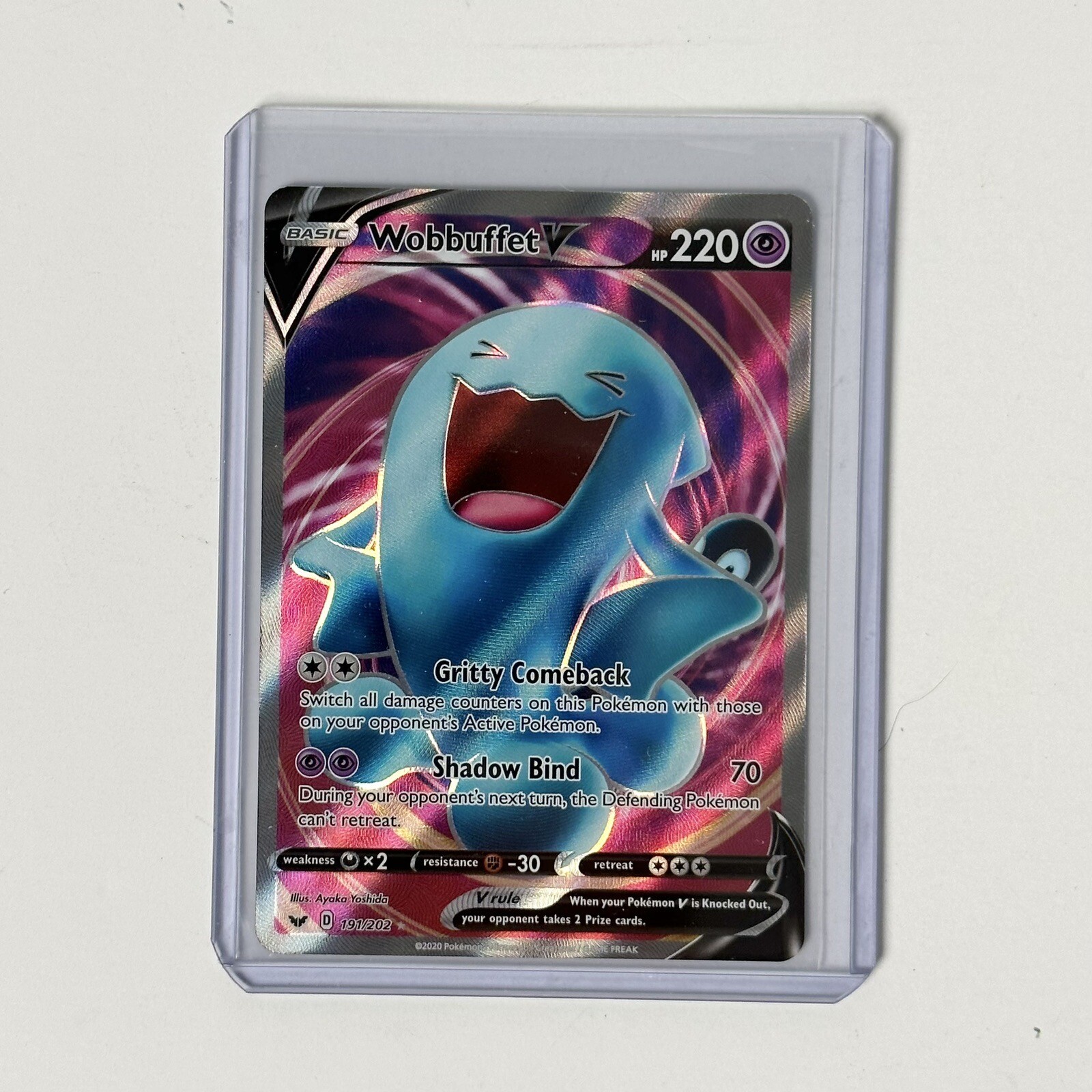 Pokemon Sword & Shield Wobbuffet V Ultra Rare Card 191/202 NM