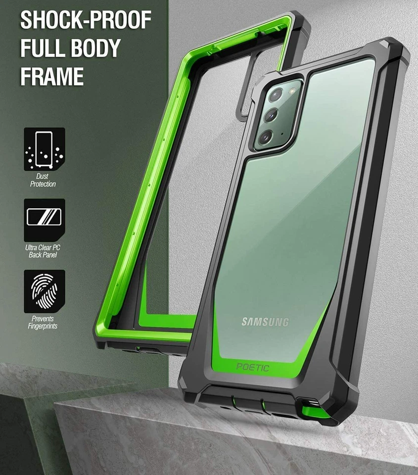 Funda Para Samsung Galaxy Note 20 | Poética [Doble Capa] Cubierta Transparente Verde Foto 4 de 4