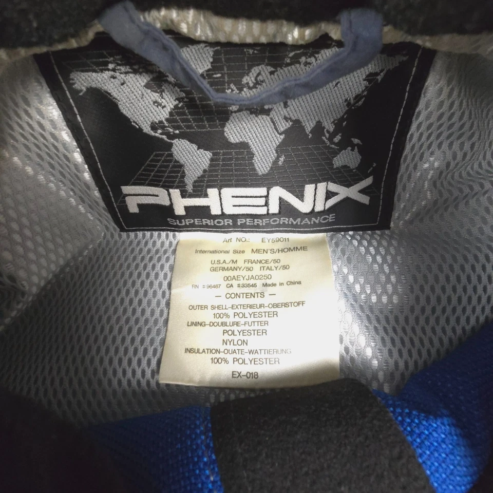 Phenix Jacket Mens MEDIUM Blue Long Sleeve Full Zip Ski snow Winter Size M - image 3 of 4