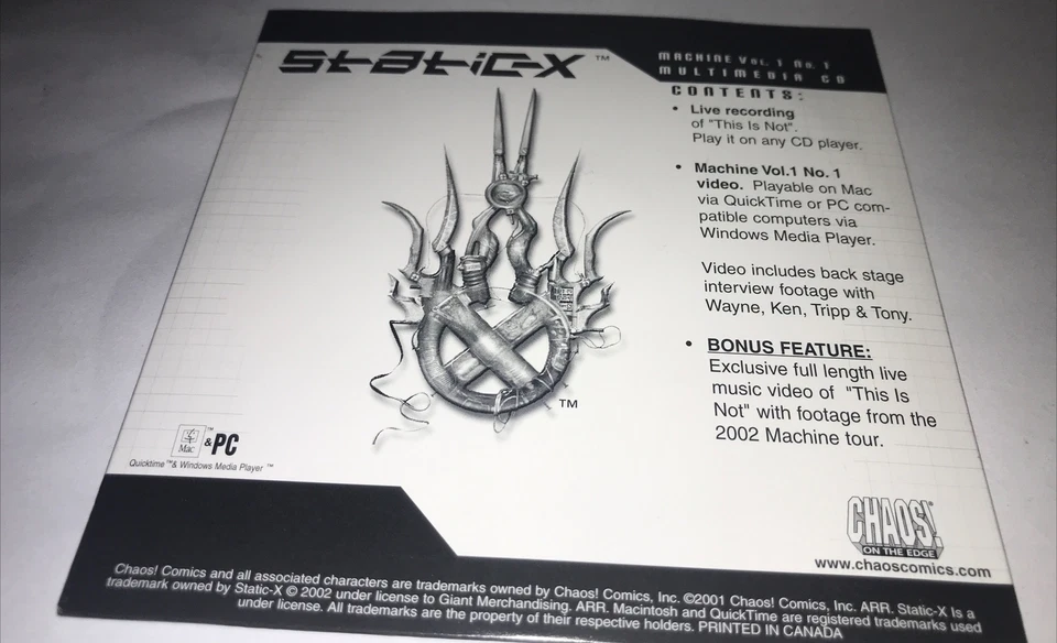 Static X Machine Vol 1 No 1 Multimedia Cd And Video Chaos Comics Foto 3 de 4