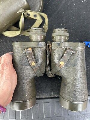 WWII M17 A1 7x50 US ARMY BINOCULARS! WITH NECK STRAP & LEATHER CASE! CLEAR VIEW!