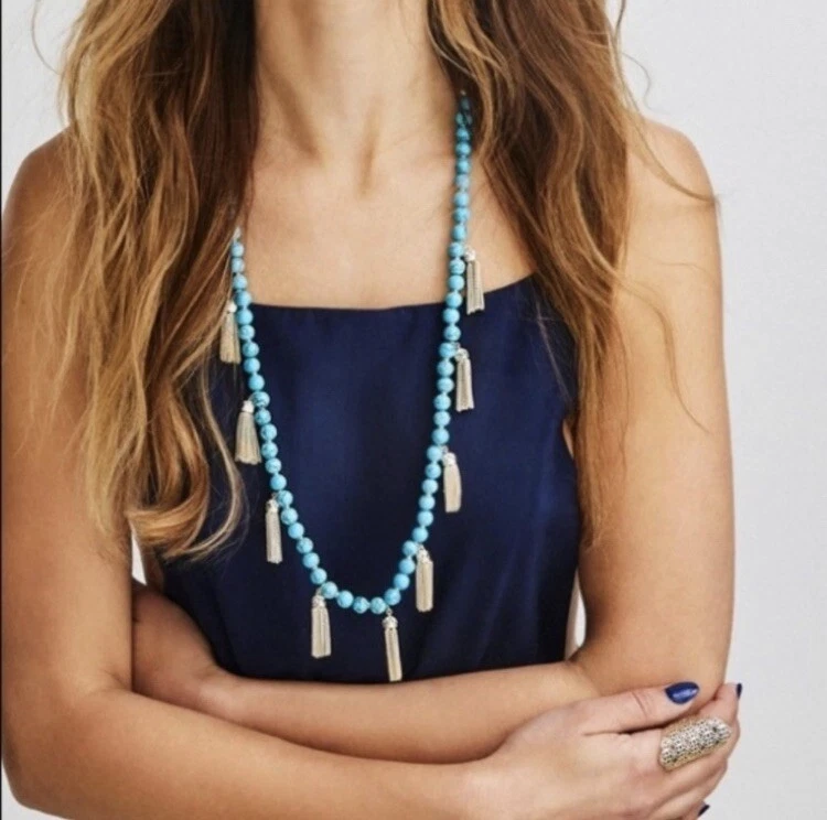 Collar Kendra Scott Vanina Oro Rosa Pirita Cuentas Borla Flecos Capas Nuevo con Etiquetas Foto 3 de 4