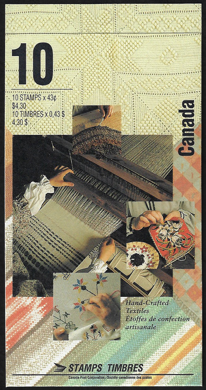 Canada Stamps - Booklet of 10 - Hand-Crafted Textiles #1465b (BK