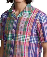 NWT POLO RALPH LAUREN Men's  XL XXL S M Classic-Fit Plaid Seersucker Camp Shirt