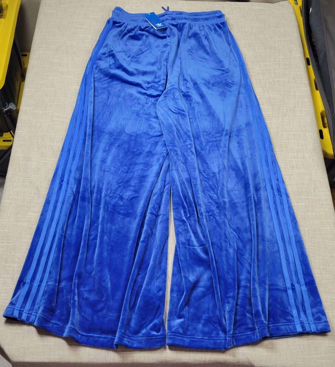 Adidas Jeremy Scott Track Pants Large Womens Blue Velour Flared